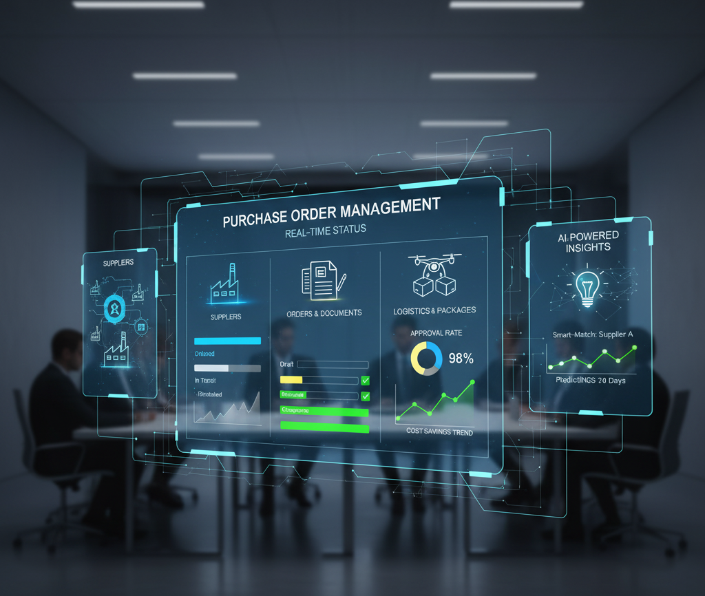 A person signing a contract or purchase order document at a desk.